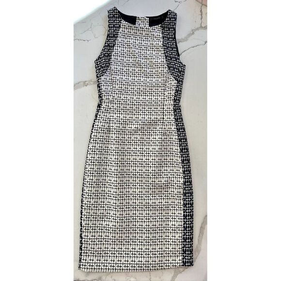 Zara Basic Jacquard Dress in Navy and White Cutout Back Size XS - Picture 2 of 4